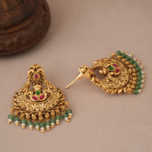 Antique gold stunning multicolor stone chandbali earring