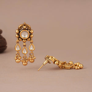 Beautiful Kundan drop antique gold earring