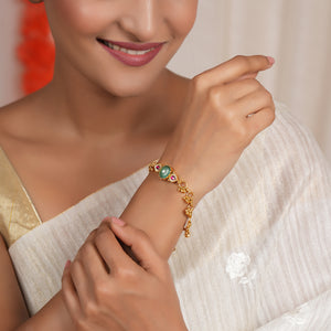 Cute elegant multicolor antique gold bracelet