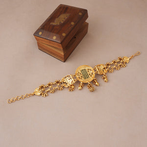 Stunning multicolor kundan antique gold bracelet