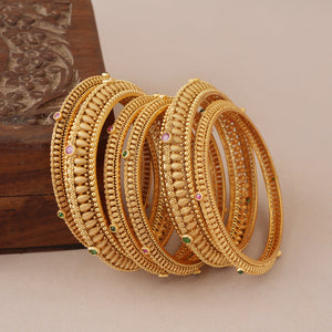 Stunning intricate antique stone bangle set (set of 6 )