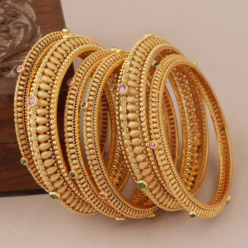 Stunning intricate antique stone bangle set (set of 6 )