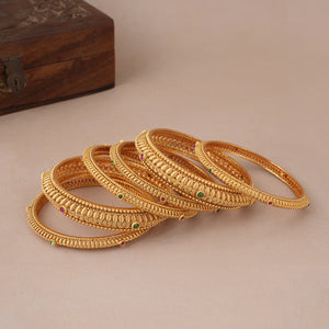 Stunning intricate antique stone bangle set (set of 6 )
