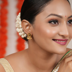 Pearl drop antique gold cute floral earring