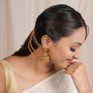 Plain antique gold 3 layer beautiful ear chain