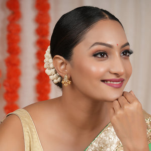 Traditional kundan pearl antique drop earring