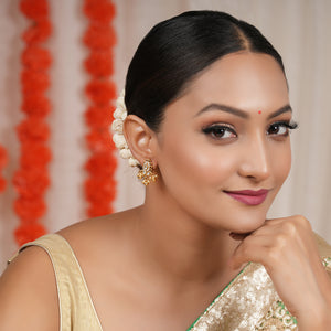 Traditional kundan pearl antique drop earring