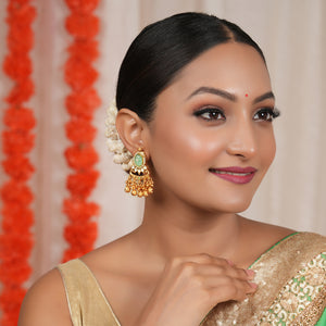 Long antique gold stone rajwadi kundan earring