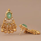 Long antique gold stone rajwadi kundan earring