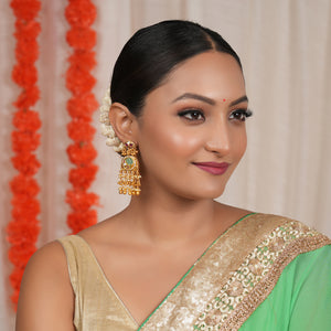 Stunning Rajwadi antique gold stone long earring