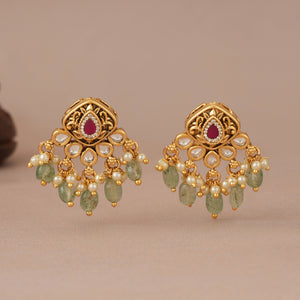 Cute stunning antique gold stone drop earring