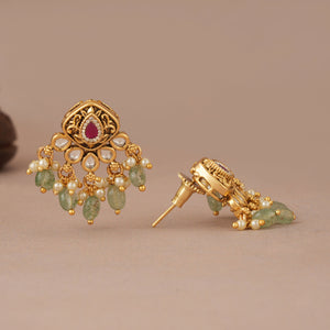 Cute stunning antique gold stone drop earring
