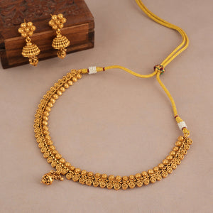 Beautiful plain antique gold plated necklace set