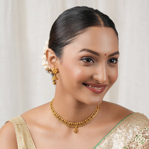 Beautiful plain antique gold plated necklace set