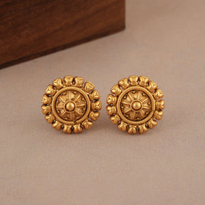 Cute sleek antique plain gold choker necklace set