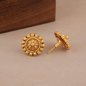 Cute sleek antique plain gold choker necklace set