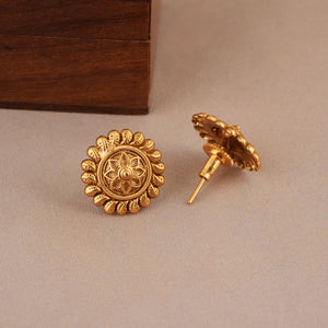 Cute floral simple plain antique gold necklace set