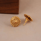 Cute floral simple plain antique gold necklace set