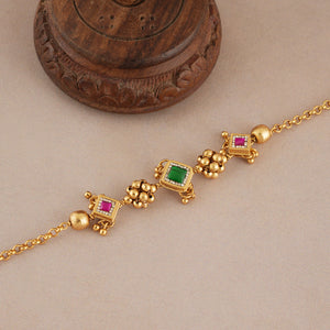 Cute sleek antique gold stone bracelet for women