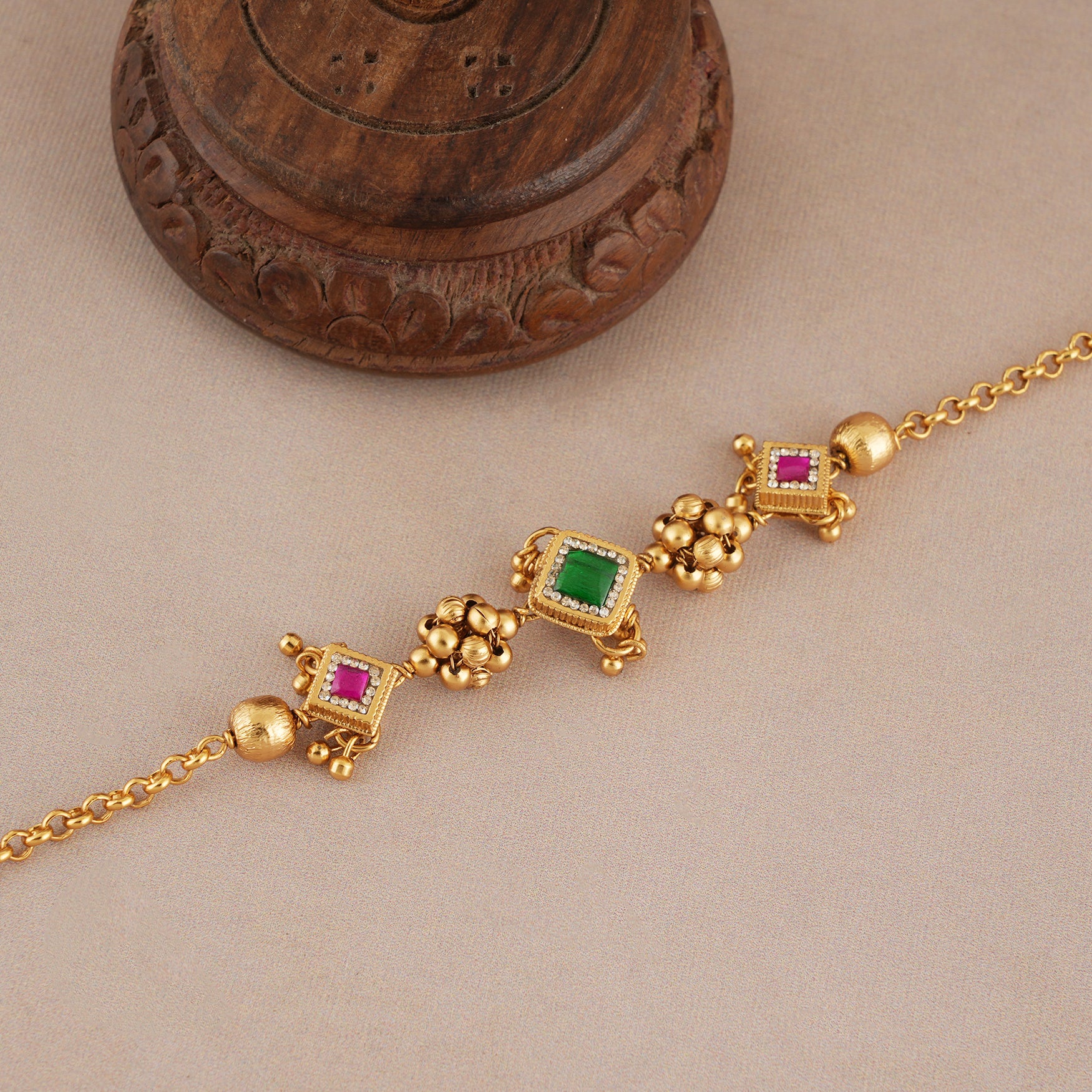 Cute sleek antique gold stone bracelet for women