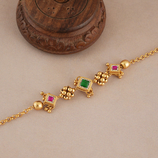 Cute sleek antique gold stone bracelet for women