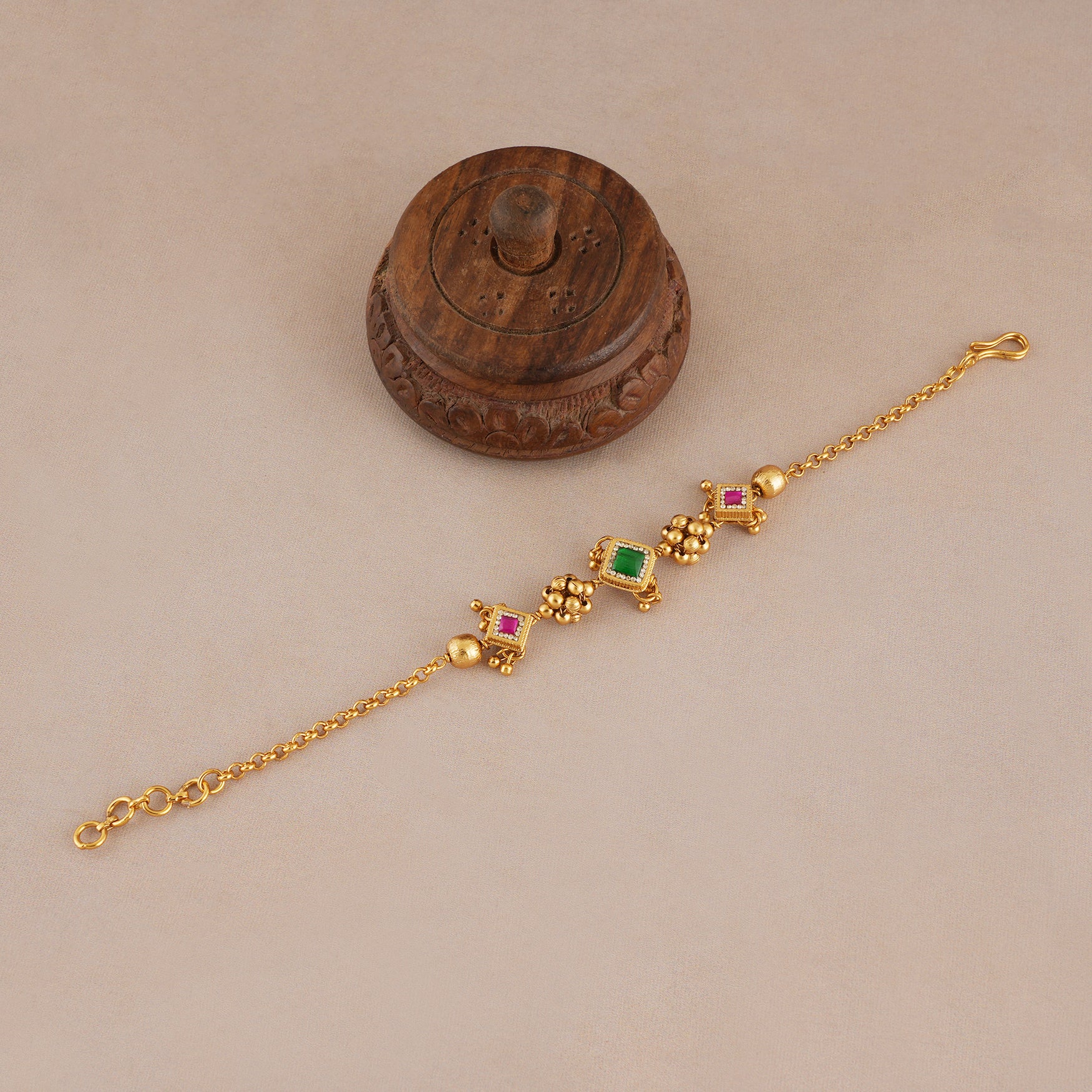 Cute sleek antique gold stone bracelet for women