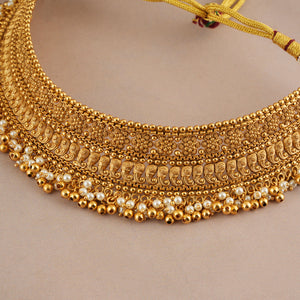 Stunning antique gold pearl drop choker necklace set