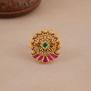 Beautiful antique gold ruby stone adjustable finger ring