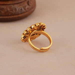 Beautiful antique gold ruby stone adjustable finger ring