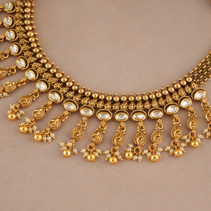 Beautiful kundan antique gold layered choker necklace set