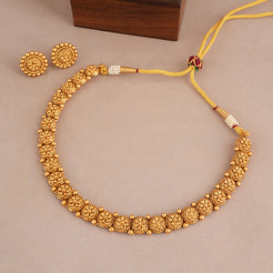 Stunning elegant floral antique gold plain necklace set