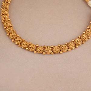 Stunning elegant floral antique gold plain necklace set