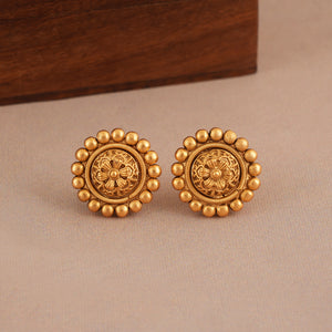 Stunning elegant floral antique gold plain necklace set