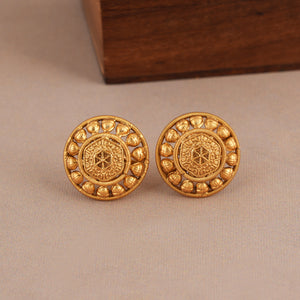 Cute elegant plain antique gold necklace set with earring