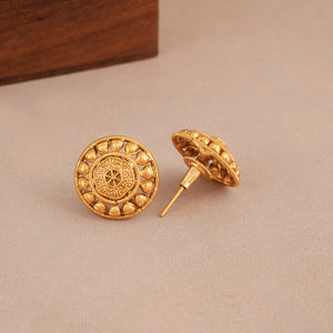 Cute elegant plain antique gold necklace set with earring