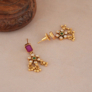 Elegant antique gold stone mangalsutra set