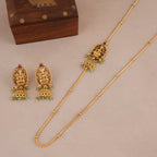 Elegant antique gold maa lakshmi side brooch necklace set I Temple Jewellery