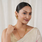 Elegant antique gold maa lakshmi side brooch necklace set I Temple Jewellery