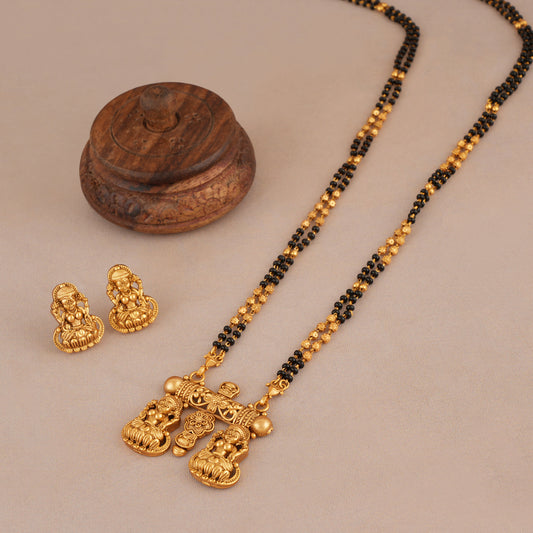 Long antique gold maa lakshmi mangalsutra set I Temple Jewelry
