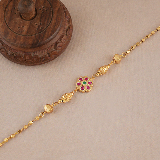 Elegant antique gold stone adjustable bracelet for women