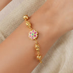 Elegant antique gold stone adjustable bracelet for women
