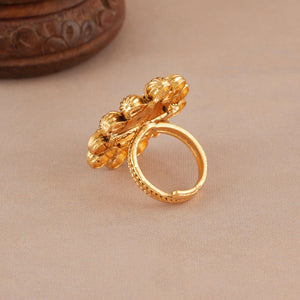 Stunning antique gold ruby stone adjustable finger ring