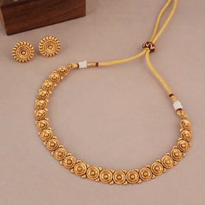 Cute elegant antique gold necklace set for women