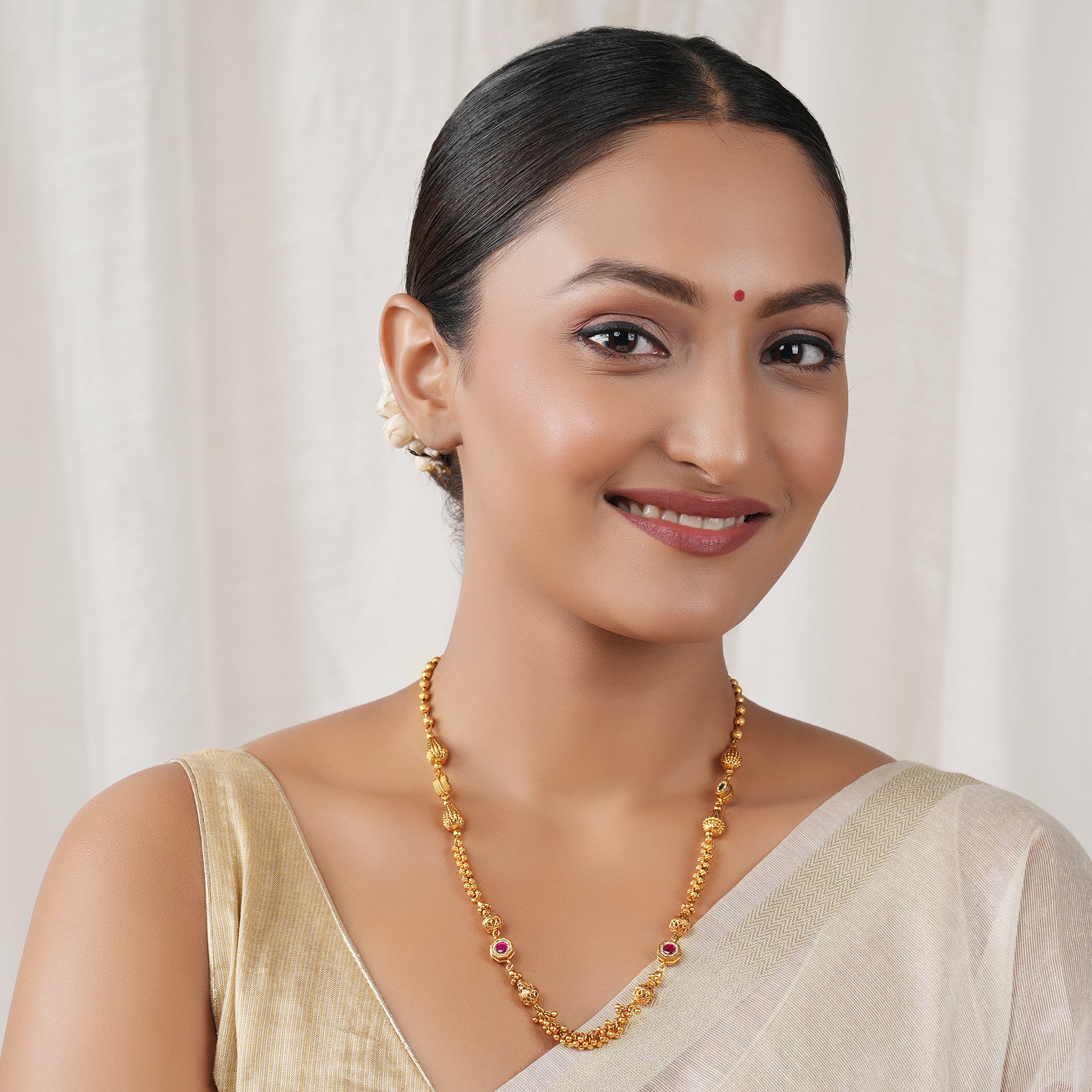 Stunning multicolor antique gold mala necklace