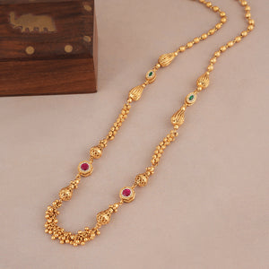 Stunning multicolor antique gold mala necklace