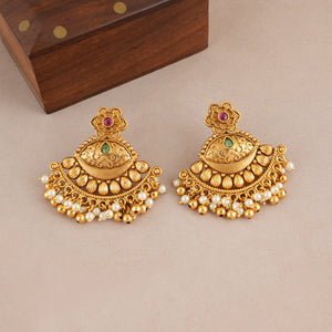 Long antique gold ball layered necklace set