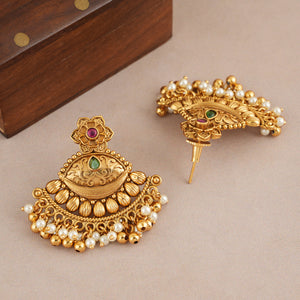 Long antique gold ball layered necklace set