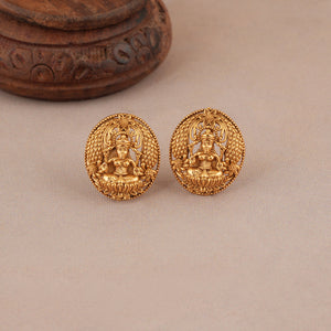 Cute elegant plain antique gold maa lakshmi pendant set I Temple Jewellery