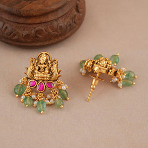 Stunning maa lakshmi antique gold multicolor choker set I Temple Jewellery