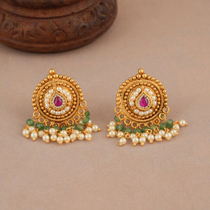 Stunning antique gold stone hasli necklace set